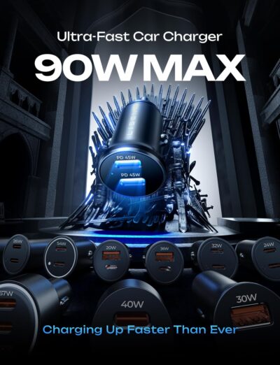 LISEN 90W USB C Car Charger Fast Charging for iPhone 17 Car Charger USB C Fast Charge, Type C Car Charger for iPhone 17 Pro Max 16 15 14 13 12 11, for Samsung Galaxy S26 S25 S24 [Lighning&USB-C] - Image 2