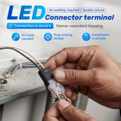 Double Wire Plug in Connector with Locking Buckle, Flame Retardant Locking Wire Quick Connectors, Suitable for Emergency Repairs, Home and Automotive Wiring, Easy to Use (50PCS) - Image 4