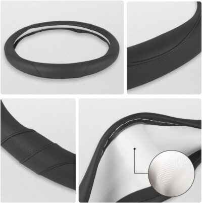 West Llama Customized Auto Car Steering Wheel Cover for Honda Civic, CR-Z, Insight, S2000, 14" - 14.25" (Black-Small Size) - Image 4