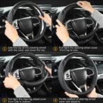 West Llama Customized Auto Car Steering Wheel Cover for Honda Civic, CR-Z, Insight, S2000, 14" - 14.25" (Black-Small Size) - Image 5