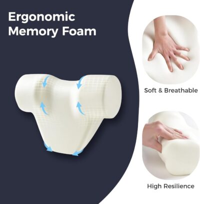 Coverado Car Headrest Pillow, Ergonomic Memory Foam Car Neck Pillow for Driving Seat with Adjustable Strap, Soft PU Leather Breathable Removable Cover Neck Support for Neck Pain Relief - Image 4