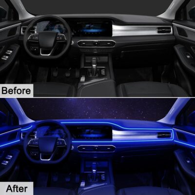 EL Wire Interior Car LED Strip Lights, 16.5FT USB Neon Glowing Strobing El Wire Strip with 6mm Sewing Edge, Ambient Lighting Kits for Car Inside Decorations (Blue) - Image 4