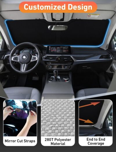 EcoNour Windshield Sunshade Compatible for Honda Civic 11th Gen 2022-2024 2025 2026 Including LX, Sport, EX, Touring, and Si Window Sun Shade Cover, UV Heat Blocker & Protector, Car Accessories - Image 3