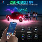 MICTUNING C4 RGBW Rock Lights Kit, 8 Pods 360° Ultra-Bright 4-Sided Wide Beam Angle Underglow Neon Accent Lighting Kit, Microphone Sync with APP Control, IP68 Waterproof - Image 5