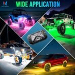 MICTUNING C4 RGBW Rock Lights Kit, 8 Pods 360° Ultra-Bright 4-Sided Wide Beam Angle Underglow Neon Accent Lighting Kit, Microphone Sync with APP Control, IP68 Waterproof - Image 7