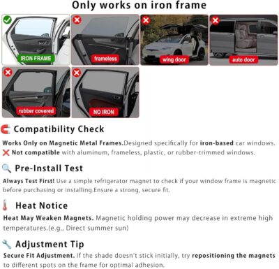 Car Curtains for Side Window - 4 Pcs Thicken Privacy Sun Shades Magnetic 100% Block Light Car Window Covers with Cooler Feeling (Thickset, 4pcs) - Image 2