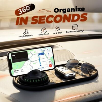 Mobile Phone Bracket Anti-Slip Mat, Multifunction Car Dashboard Mat with Temporary Parking Number, Large Universal Fit Anti-Slip Mat for Phones, Sunglasses and Keys Gadget (Style D) - Image 2