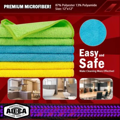 AIDEA Microfiber Cleaning Cloth 20PK, Microfiber Towels for Cars, Dusting Cloth Cleaning Rags for SUVs, House, Kitchen, Window, Workshops, Cleaning Supplies 12"×12" - Image 6
