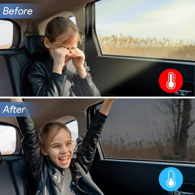 Car Window Shades, 2 Pack Breathable Mesh Car Side Back Window Sun Shades, Stretchy Window Screen for Baby Family Pet UV Protection, Window Covers Fit for Most(95%) of Cars - (Medium 39"x19") - Image 2