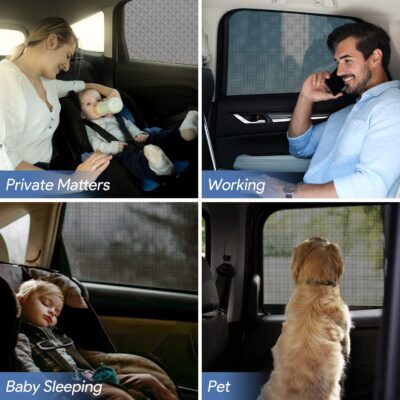 Car Window Shades, 2 Pack Breathable Mesh Car Side Back Window Sun Shades, Stretchy Window Screen for Baby Family Pet UV Protection, Window Covers Fit for Most(95%) of Cars - (Medium 39"x19") - Image 6