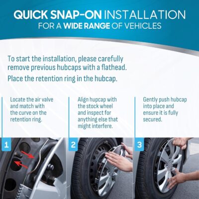 BDK (Set of 4) Matte Black 16" Inch Rims Hubcaps Car Wheel Hub Caps Wheel Covers, Snap-On Direct OEM Replacement Toyota, Honda, Nissan, Ford, Mazda, Chevrolet, Kia, Hyundai, Volvo, BMW - 7 Spokes - Image 4