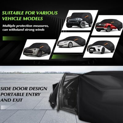 Special 16 Layers Full Car Cover Fit for 2020-2024 TES-la Model Y, Ultra Heavy 600D Oxford Cloth, All-Weather Protection Summer Sun Exposure and Winter Snow Rain Dust UV, Black - Image 6