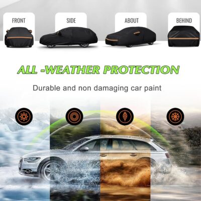 Special 16 Layers Full Car Cover Fit for 2020-2024 TES-la Model Y, Ultra Heavy 600D Oxford Cloth, All-Weather Protection Summer Sun Exposure and Winter Snow Rain Dust UV, Black - Image 7