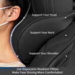 Car Headrest Memory Foam Neck Pillow for Driving with Leather Cover Soft Comfortable Seat Head Pillow Cushion for Most Cars SUV Sedan Home Office Black (2PC) - Image 2