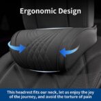 Car Headrest Memory Foam Neck Pillow for Driving with Leather Cover Soft Comfortable Seat Head Pillow Cushion for Most Cars SUV Sedan Home Office Black (2PC) - Image 5