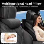 Car Headrest Memory Foam Neck Pillow for Driving with Leather Cover Soft Comfortable Seat Head Pillow Cushion for Most Cars SUV Sedan Home Office Black (2PC) - Image 6