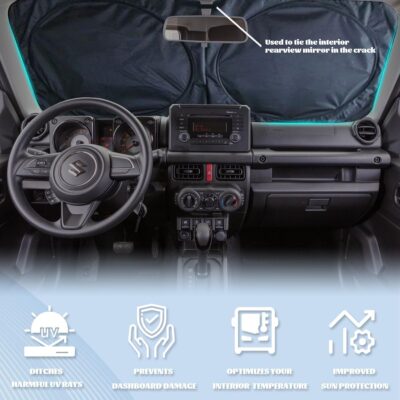 Blue Ocean Waves Car Windshield Sunshade, Universal Fit, 59L x 31.5W Inch, UV Protection, Easy to Use and Store - Image 2