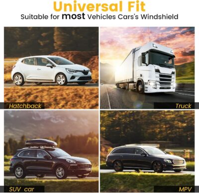 Car Windshield Sun Shade - Foldable Car Sun Shade Windshield for Front Window, Reflector Sunshade Offers Ultimate Protection for Cars Interior (55.2 x 31.5 in) - Image 7