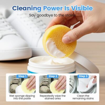 White Shoe Cleaner Cream, 2026 Upgrade Multipurpose No-Wash Solid Comes with Sponge Removes Stains, White Shoes Clean Cream - Image 3