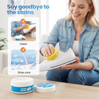 White Shoe Cleaner Cream, 2026 Upgrade Multipurpose No-Wash Solid Comes with Sponge Removes Stains, White Shoes Clean Cream - Image 5