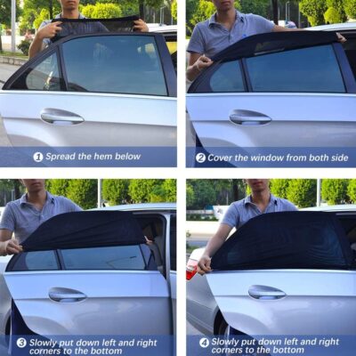 AUGOLA Car Window Shades, 2 Pack Breathable Mesh Side Sun Shades, Stretch Screens for Baby/Camping, Heat Block UV Protection, Back Window Covers for Car, Truck, SUV, Van (XL 63''x28'') - Image 5