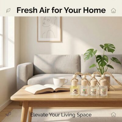 Essential Oil Car Air Freshener 2-Pack, Hanging Auto Diffuser for Rearview Mirror, Long Lasting Aesthetic Interior Decor Accessories (Teak Wood+Black Ice) - Image 4