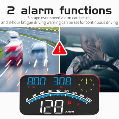 GPS Digital Speedometer with Compass, Time, Driving Distance, Fatigue Driving Reminder, Overspeed Alarm 5.5" MPH Head Up Display HUD for All 5V Vehicle - Image 3
