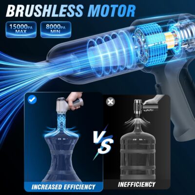 Car Vacuum Cleaner, 15000Pa Handheld Cordless Rechargeable Wet & Dry Vacuum, 120W High Power for Car, Pet, Home, Office Cleaning, Washable HEPA Filter, Multi-Nozzles - Image 3