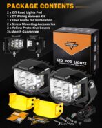 Auxbeam 4 Inch LED Pod Light, 92W V-MAX Series Square Offroad Driving with Amber DRL, 270° Spot Flood Combo Beam Side Shooter Cube Work Auxiliary Lights with Yellow Cover for Truck SUV ATV UTV - Image 9