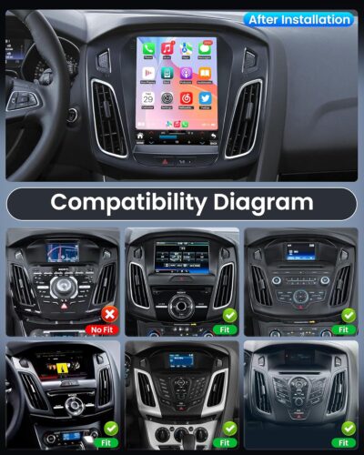 Ford Focus Car Stereo Radio 2012-2018 with Carplay/Android Auto, 10.4 Inch IPS Touch Screen Replacement with GPS Navigation Bluetooth 5GWiFi Mirror Link Backup Camera, 2G RAM 32G ROM - Image 2