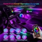Smart LED Car Lights Interior with USB Port, Acrylic LED Strip Fiber Optic Ambient Lighting Car, Wireless App Control, Sync to Music, Car Decorations Interior Accessories Gifts for Women Men, 10 in 1 - Image 3