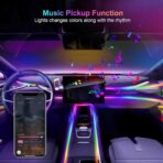 Smart LED Car Lights Interior with USB Port, Acrylic LED Strip Fiber Optic Ambient Lighting Car, Wireless App Control, Sync to Music, Car Decorations Interior Accessories Gifts for Women Men, 10 in 1 - Image 4