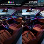 Smart LED Car Lights Interior with USB Port, Acrylic LED Strip Fiber Optic Ambient Lighting Car, Wireless App Control, Sync to Music, Car Decorations Interior Accessories Gifts for Women Men, 10 in 1 - Image 5
