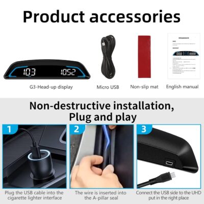 Digital GPS Speedometer MPH for Car 5.5 inch LCD Heads Up Display HUD with Compass Speed Fatigued Driving Alert Overspeed Alarm Trip Meter for All 5V Car - Image 8