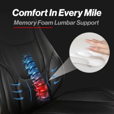 Coverland Custom Car Seat Covers Front Seats for [2017-2026 Honda Civic Sedan, Hatchback] - Protector Car Seat Cover Water Resistant Leather Memory Form Back Support Seat Cushion [Front-Black] - Image 3