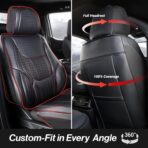Coverland Custom Car Seat Covers Front Seats for [2017-2026 Honda Civic Sedan, Hatchback] - Protector Car Seat Cover Water Resistant Leather Memory Form Back Support Seat Cushion [Front-Black] - Image 4