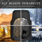 CAR PASS Heavy Duty Rubber Car Mats, Deep-Dish Odorless Car Floor Mats All Weather, Universal Trim-to-Fit for SUVs Trucks Sedans, Waterproof Anti-Slip, 3 Pieces V12 Black - Image 3