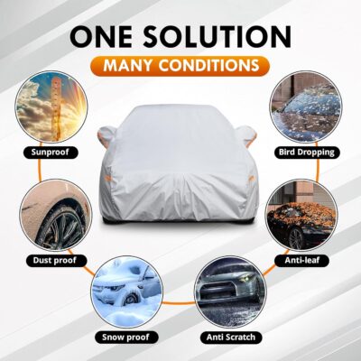 6 Layer Heavy Duty Car Cover Custom Fit for Tesla Model Y with Charging Port Flap, Waterproof All Weather Car Tarp Outdoor Protection with Cotton Lining - Image 6