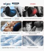 Wigoo 2026 Car Neck Pillow [No More Pressure, Odorless] Soft Car Headrest Pillow with Adjustable Strap Removable Cover 100% Memory Foam, Fits All Vehicles (Black 2-Pack) - Image 3