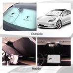300T Sunshade for Tesla Model Y Model 3, Car Accessories 2026 for Tesla, Front Window Sunshade with Organizer Bag, Gifts for Tesla Owners - Image 6