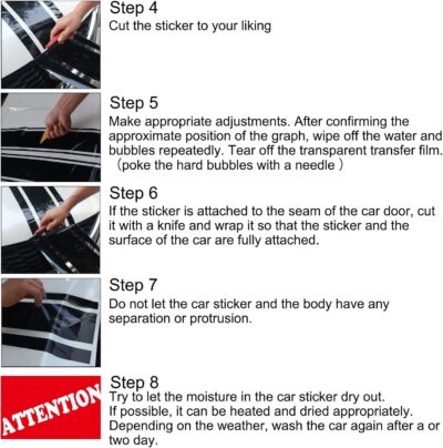 Car Hood Stripe Sticker Universal Auto Racing Stripes Body Side Decal Vinyl Stripe Sticker Accessories Modified Decoration for Car Vehicles (Red, 63 * 11'') - Image 7