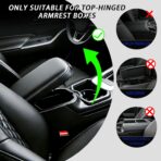 Car Armrest Cushion, Car Center Console Cover, Leather Armrest Cover for Car, Universal Middle Console Cushion with Storage Box, Cup Holder, Phone Slot, Waterproof Interior Accessories (Light gray) - Image 6