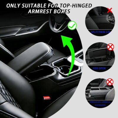 Car Armrest Cushion, Car Center Console Cover, Leather Armrest Cover for Car, Universal Middle Console Cushion with Storage Box, Cup Holder, Phone Slot, Waterproof Interior Accessories (Light gray) - Image 6