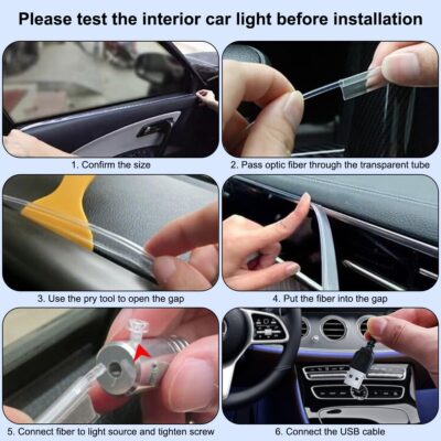 Interior Car Lights with Wireless APP & Remote Control, 9 in 1 RGB Car Ambient Lighting Kit with 4 Under Dash Lights & 5 Fiber Optic LED Strips, Sync to Music Inside Car Accessories - Image 6
