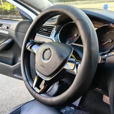 XHRING Car Steering Wheel Cover for Ford F150 F250 F350 Super Duty Expedition Toyota Tacoma Tundra 4Runner RAM 1500 2500 3500 Lexus GX Grand Caravan Range Rover Accessories Leather Black (15 ½''-16'') - Image 4