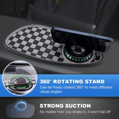 Multifunctional Car Anti Slip Pad, Multifunctional Rotatable Phone Holder Car DashboardMat with Temporary Parking Number, Auto Dashboard Organizer for Phone, Sunglass and Keys (Black-Gray) - Image 3