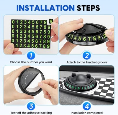 Multifunctional Car Anti Slip Pad, Multifunctional Rotatable Phone Holder Car DashboardMat with Temporary Parking Number, Auto Dashboard Organizer for Phone, Sunglass and Keys (Black-Gray) - Image 5