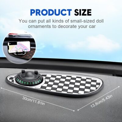 Multifunctional Car Anti Slip Pad, Multifunctional Rotatable Phone Holder Car DashboardMat with Temporary Parking Number, Auto Dashboard Organizer for Phone, Sunglass and Keys (Black-Gray) - Image 6