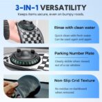 Multifunctional Car Anti Slip Pad, Multifunctional Rotatable Phone Holder Car DashboardMat with Temporary Parking Number, Auto Dashboard Organizer for Phone, Sunglass and Keys (Black-Gray) - Image 8