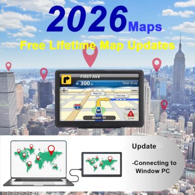 GPS Navigator for Car, 2026 Map 7 inch Touch Screen Car GPS 256-16GB,Voice Turn Direction Guidance, Support Speed and Red Light Warning, North America Lifetime map Free Update Truck(Brown) - Image 4